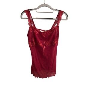 VTG Gilligan & O'Malley Cherry Cami Tank Bralette Sz 3XL Lingerie Lace Y2K